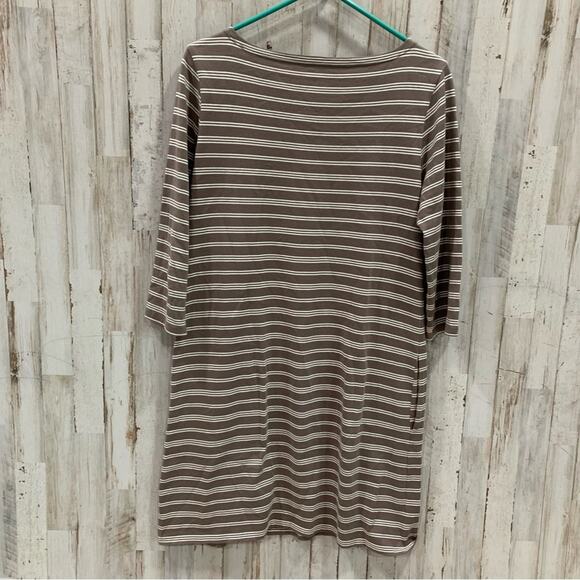 Garnett Hill Organic Cotton Brown Stripe Dress With Pockets - Picture 7 of 7
